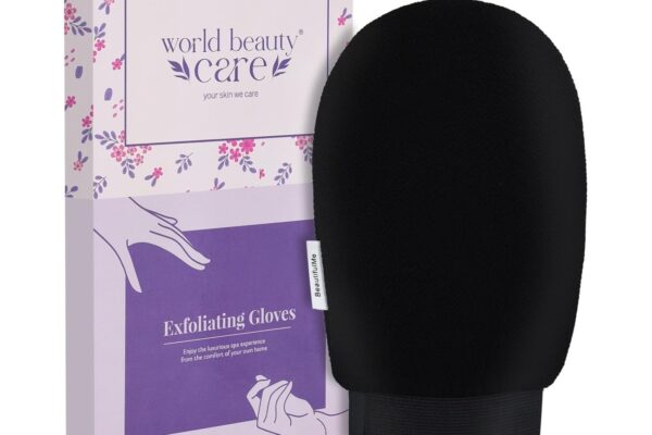 BeautifulMe Moroccan Hammam Exfoliating Kessa Scrub Glove Shower Scrub Gloves Body Facial Tan Massage Mitt (Black)